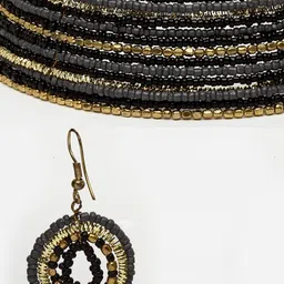 Moedbuille Gold-Plated Beaded Layered Bohemian Chocker Necklace & Earrings image 3