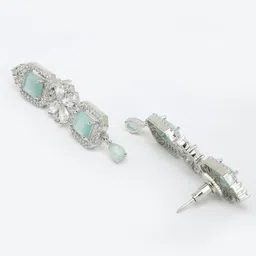 Aazeen Rhodium-Plated AD Studded Jewellery Set image 3