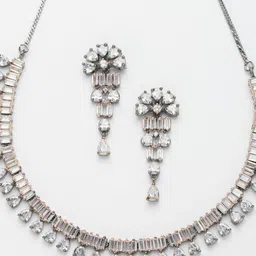 ZENEME Rose Gold-Plated AD-Studded Jewellery Set image 3