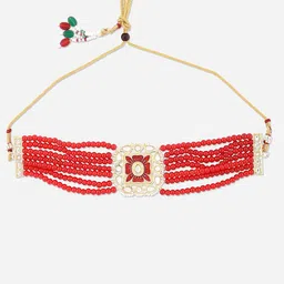 Fida Gold-Plated Stone Studded & Beaded Jewellery Set image 3