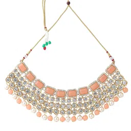 Yellow Chimes Gold-Plated Kundan-Studded & Beaded Jewellery Set image 3