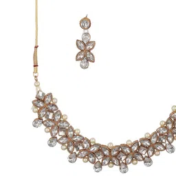 Jazz and Sizzle Gold-Plated Stone-Studded & Pearl Beaded Jewellery Set image 2