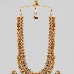 Rubans 22K Gold-Plated Divine Lakshmi Motif Temple Jewellery Set with Gold Bead Accents image 4