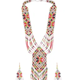 Silvermerc Designs Women Multi Coloured Beaded Jewellery Set image 3