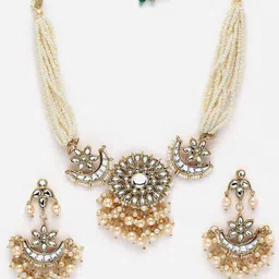 PANASH Gold Plated Artificial Stones and Beads Studded 2-in-1 Reversible Jewellery Set image 4