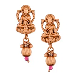 Shoshaa Gold-Plated Maroon Stone Studded Temple Jewellery Set image 4