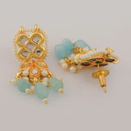 DASTOOR Gold-Plated Blue Kundan Studded Jewellery Set image 4