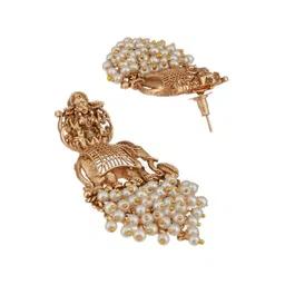 Saraf RS Jewellery Gold-Plated Pearl Cluster Beaded Elephant Temple Jewellery Set image 3