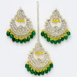Sukkhi Gold-Plated Kundan-Studded & Beaded Jewellery Set image 5