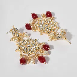 Anouk Gold-Plated Stone-Studded & Pearl Beaded Jewellery Set image 5