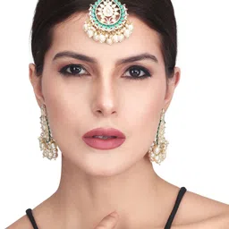 Anvik Gold-Plated Kundan & Beaded Jewellery Set image 4