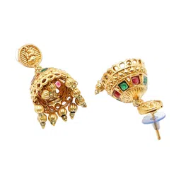 KARATCART Gold-Plated Kundan-Studded & Beaded Jewellery Set image 5