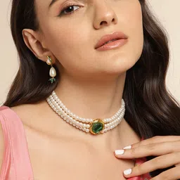 Anouk Women Gold-Plated Crystal Jewellery Set-image-87