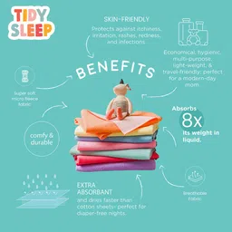 TIDY SLEEP Infants Peach Solid Fleece Large Water Resistant Baby Dry Sheet image 3