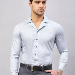 LOUIS STITCH Floral Printed Cuban Collar Cotton Formal Shirt-picture-38