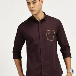 RAVINIK Men India Slim Fit Spread Collar Graphic Printed Cotton Casual Shirt-image-55