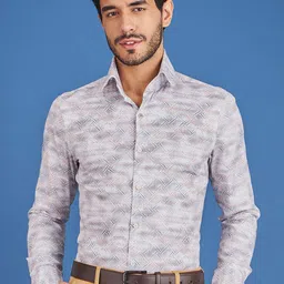 LOUIS STITCH Comfort Abstract Printed Cotton Formal Shirt-image-94