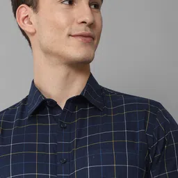Allen Solly Men Navy Blue Slim Fit Checked Formal Shirt image 3