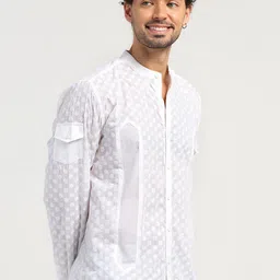 LELA Men Standard Opaque Self Design Regular Fit Shirt image 3