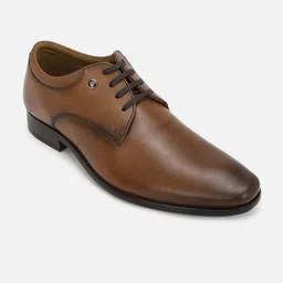 Louis Philippe Men Brown Solid Formal Derby Shoes-image-1