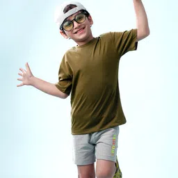 NUSYL Boys Typography Printed Knitted Mid-Rise Shorts-image-29