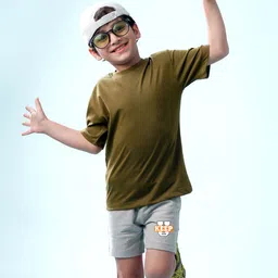 NUSYL Boys Typography Printed Knitted Mid-Rise Shorts-image-70