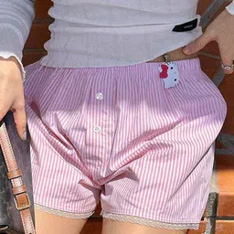 LULU & SKY Pink Women Striped Shorts-picture-18