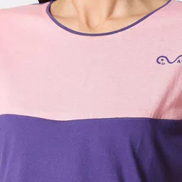 AV2 Purple & Pink Colourblocked Extended Sleeves Top image 4