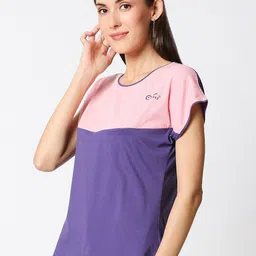 AV2 Purple & Pink Colourblocked Extended Sleeves Top image 2