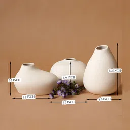 PUREZENTO 3-Pcs Shimizu Family White Ceramic Vases image 2