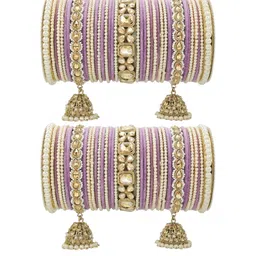 leshya Set of 78Brass-Plated Stone-Studded Bangles-picture-10