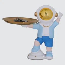 royaloak Astronaut Figurine Polyresin White Blue Tray image 4