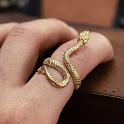 vs unique collections (2 Pcs) Unisex Silver Golden Adjustable Mahakaal Cobra Snake Thumb Finger Ring Metal Gold, Silver Plated Ring image 5