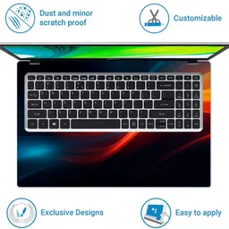 Techfit Full Body Laptop Skin with Screen Guard and Key Guard - Soft Waving Lines Combo Set image 4