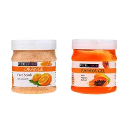 FEELHIGH Combo Of Orange Face Scrub & Papaya Face Gel - 500ml Each image 1