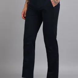 killer Men Slim Fit Dark Blue Cotton Blend Trousers image 3