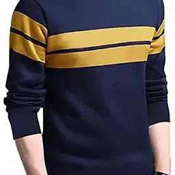 leotude Men Striped Round Neck Cotton Blend Blue T-Shirt-picture-14
