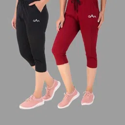 gaa Women Black, Maroon Capri-picture-23