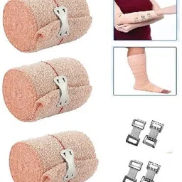 rare oceans ELASTIC SUPPORT CREPE BANDAGE 6CM x 4METER (Qty OF 3) WITH CLIPS Crepe Bandage-picture-24