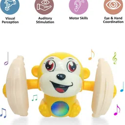mega shine Dancing Monkey Musical Toy for Kids Baby Spinning Rolling Doll Tumble Toy image 2