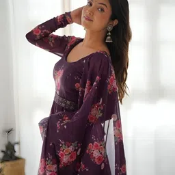 dressyhouse Printed Georgette Stitched Anarkali Gown image 2