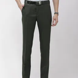 raymond Men Slim Fit Dark Green Polyester Trousers-picture-12