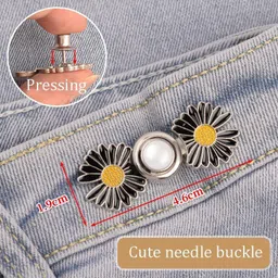 nsusu Flower Pant Waist Tightener Adjustable Waist Buckle For Loose Jeans Button Pins Metal Buttons image 3