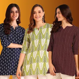 virhan Pack of 3 Women Self Design Cotton Rayon Tunic Kurta-picture-19
