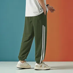 nivedanm Men Striped Green Track Pants image 2