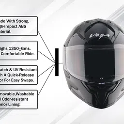 vega Sonic Solid Motorbike Helmet image 3