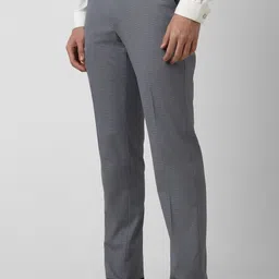 peter england Men Slim Fit Grey Polyester Trousers image 4