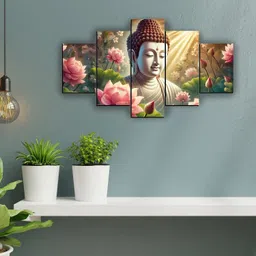sndart Lord Buddha Modern Art Home Decor Gift Items Pack of 5 image 1