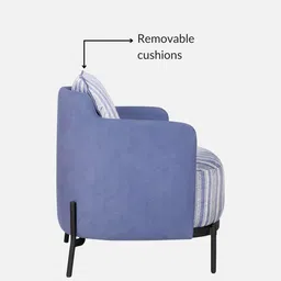 trevi furniture Olivia Fabric Lounge Chair In Pinstripe Blue & Twilight Blue Colour image 5