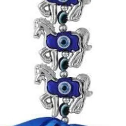 yashchandila Three‑Horse Vastu Evil Eye Wall Hanging Feng Shui Good Luck & Prosperity Glass Windchime image 2